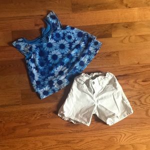 Justice top / Osh Kosh adjustable jean shorts